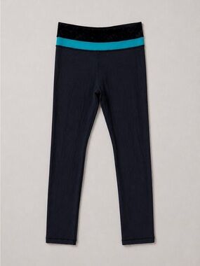 lululemon athletica Black Leggings with Teal Waistband